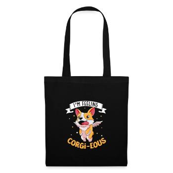 chien gallois corgi animal de compagnie chien amoureux chiot - Sac en tissu - noir - Devant