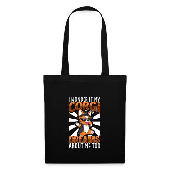 chien gallois corgi animal de compagnie chien amoureux chiot - Sac en tissu - noir - Devant