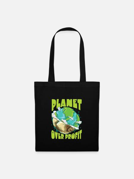 Klimawandel Umwelt Tag Der Erde Planet - Stoffbeutel - Schwarz