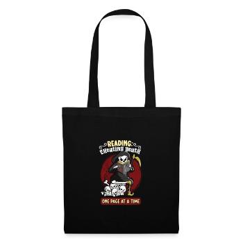 Reading Grim Reaper book lover literature, - Tote Bag - black - Front