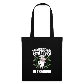 Funny Cow Tipping Joke for Farm Enthusiasts and - Stoffbeutel - Schwarz - Vorne