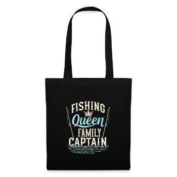 Angler-mama, Stolze Anglerin Und Outdoor-fischer - Stoffbeutel - Schwarz - Vorne