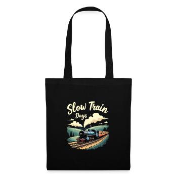 Trajet en train - aventure en locomotive - Sac en tissu - noir - Devant