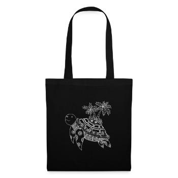 Tortue avec une île sur le dos - gris - Sac en tissu - noir - Devant