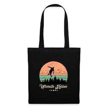 Ultimate Frisbee Vintage Retro Sonnenuntergang - Stoffbeutel - Schwarz - Vorne