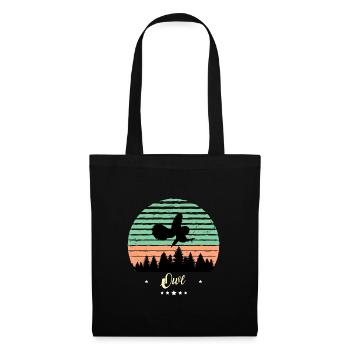 Owl Bird Vintage Retro Animals Sunset - Tote Bag - black - Front