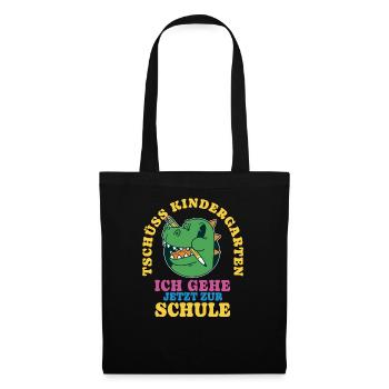 Einschulung Drache Tschüss Kindergarten - Stoffbeutel - Schwarz - Vorne