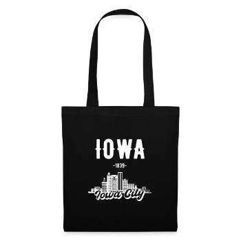 Iowa City Skyline Geschenk - Stoffbeutel - Schwarz - Vorne