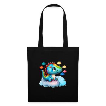 Dinosaurier Baby Kind Regenbogen Geschenk - Stoffbeutel - Schwarz - Vorne