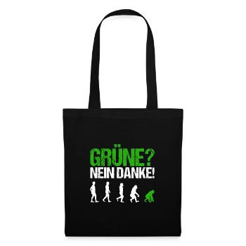 Grüne nein danke Spruch Geschenk - Stoffbeutel - Schwarz - Vorne