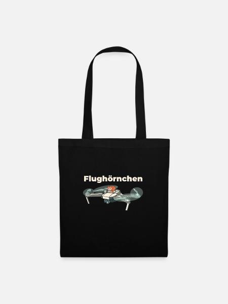 Flughörnchen - Eichhörnchen in Quadrocopter - Stoffbeutel - Schwarz