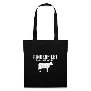 Rinderfilet anti vegan Geschenk - Stoffbeutel - Schwarz - Vorne