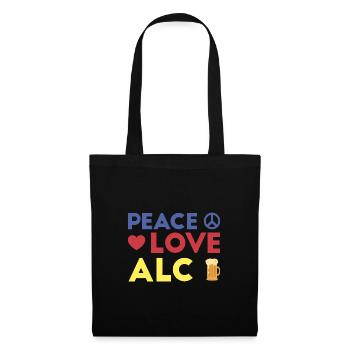 Peace Love Alcohol Geschenk - Stoffbeutel - Schwarz - Vorne