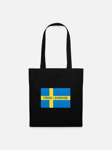 Schwedische Flagge – Geboren in Schweden - Stoffbeutel - Schwarz