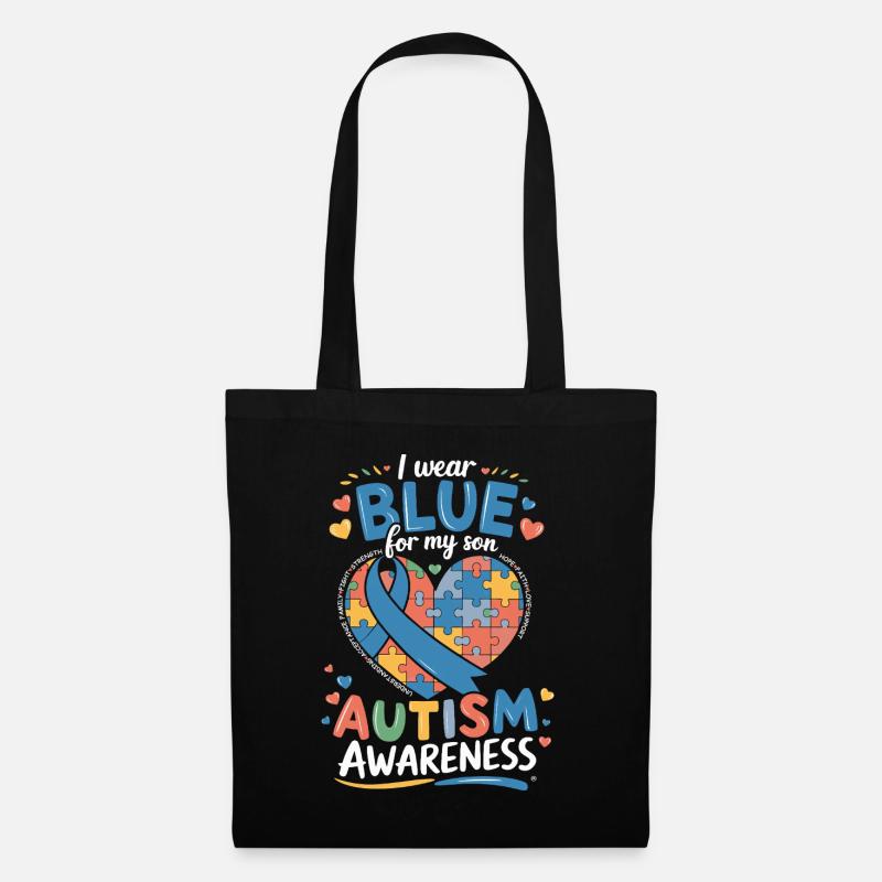 I Wear Blue for My Son Autism Awareness - Stoffbeutel - Schwarz