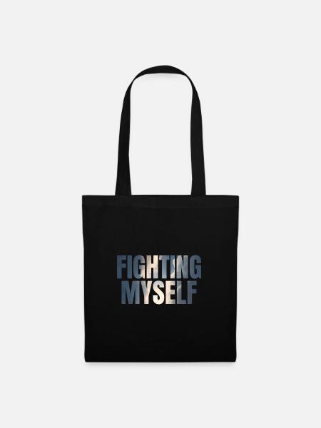 fighting myself Depression Geschenkidee - Stoffbeutel - Schwarz