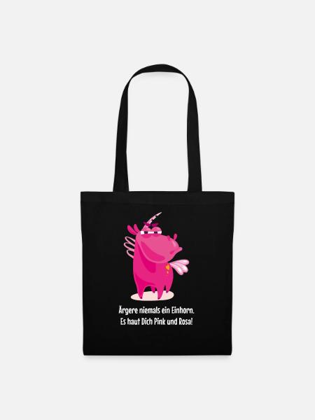 Lustiges Einhorn Unicorn Spruch Geschenk - Stoffbeutel - Schwarz