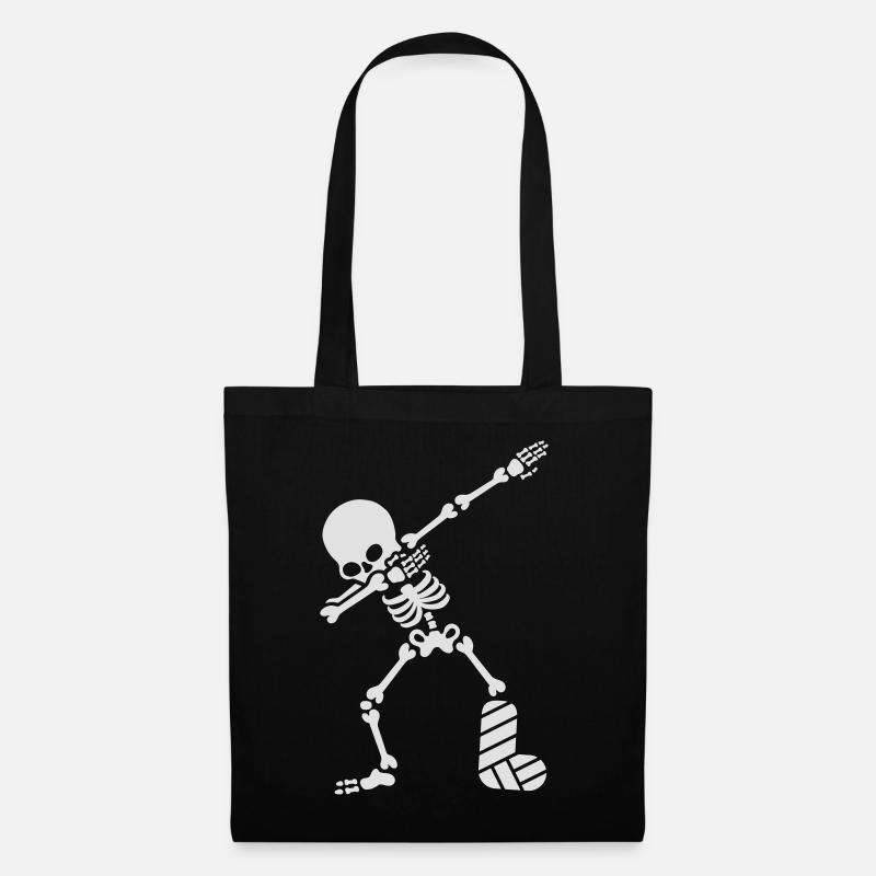 Dab dabbing skeleton plaster broken leg - Stoffbeutel - Schwarz