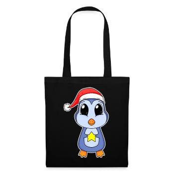 Pinguin Weihnachten - Stoffbeutel - Schwarz - Vorne