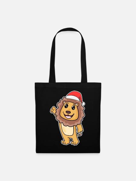 Löwe Weihnachten - Stoffbeutel - Schwarz