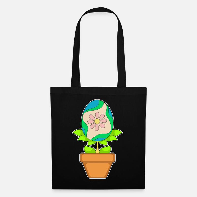 Fleur Oeuf de Pâques - Sac en tissu - noir