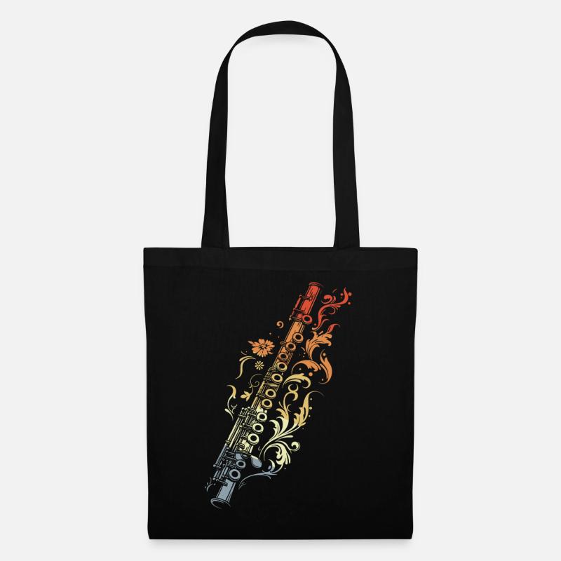 Flöte Grafik Retro Stil - Stoffbeutel - Schwarz