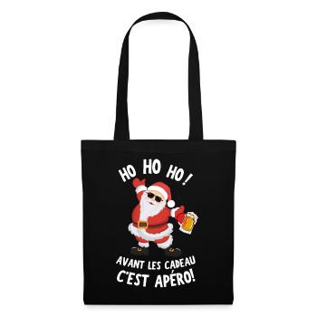 Ho Ho Ho Avant Les Cadeaux C'est Apero Reveillon - Sac en tissu - noir - Devant
