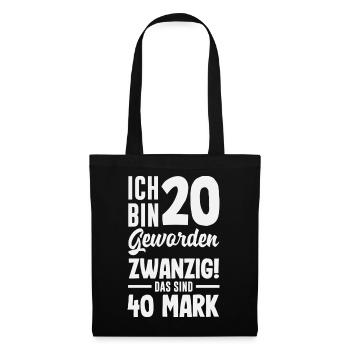 Lustiges Geschenk Zum 20. Geburtstag - Stoffbeutel - Schwarz - Vorne
