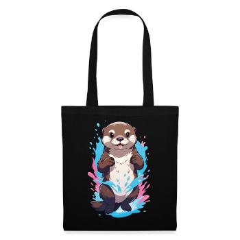 Niedliche verspielte Otter Splash Joy - Stoffbeutel - Schwarz - Vorne