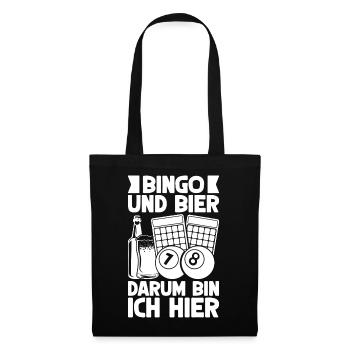Bingo Player Bingo & Bier Darum Bin Ich Hier Bingo - Stoffbeutel - Schwarz - Vorne