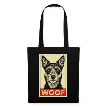 Affiche de propagande WOOF Amoureux des chiens Chien drôle - Sac en tissu - noir - Devant