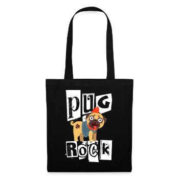 Pug Rock Punk Pug Dog Mohawk Punk Rock Punk - Tote Bag - black - Front