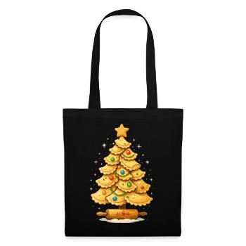 Pierogi Weihnachtsbaum Polnische Weihnachten - Stoffbeutel - Schwarz - Vorne
