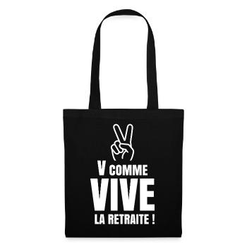 V Comme Vive la Retraite (texte blanc) - Sac en tissu - noir - Devant