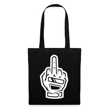 Mittelfinger Handschuh Weiß Symbol - Stoffbeutel - Schwarz - Vorne