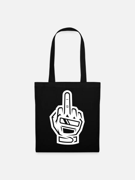 Mittelfinger Handschuh Weiß Symbol - Stoffbeutel - Schwarz