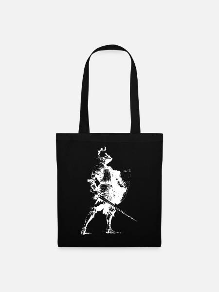 Ritter-Silhouette mit Schild - Stoffbeutel - Schwarz