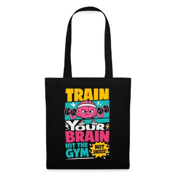 Train Your Brain Gym Motivation - Stoffbeutel - Schwarz - Vorne