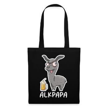 Alkpapa Alpaga avec chope de bière – Diction drôle - Sac en tissu - noir - Devant