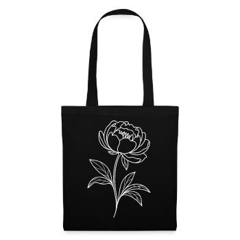 Monochrome Line Flower Sketch Design - Tote Bag - black - Front