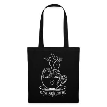 Kleine Magie zum Tee Drache Tasse T-Shirt - Stoffbeutel - Schwarz - Vorne