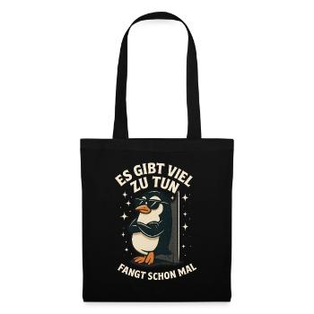 Il y a beaucoup à faire Penguin Funny - Sac en tissu - noir - Devant