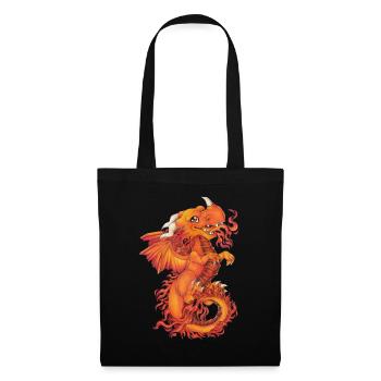 Niedlich Drache Phantasie Mythologie Feuer Phönix - Stoffbeutel - Schwarz - Vorne