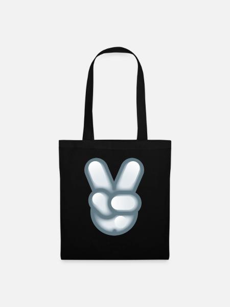 Smiley Hand Signal - Stoffbeutel - Schwarz