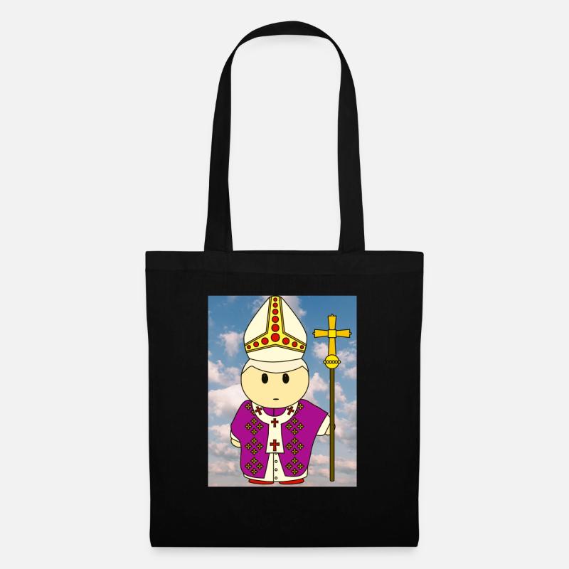 Papst im Himmel - Stoffbeutel - Schwarz