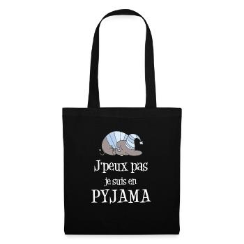 T-shirt j'peux pas j'suis en pyjama - Sac en tissu - noir - Devant