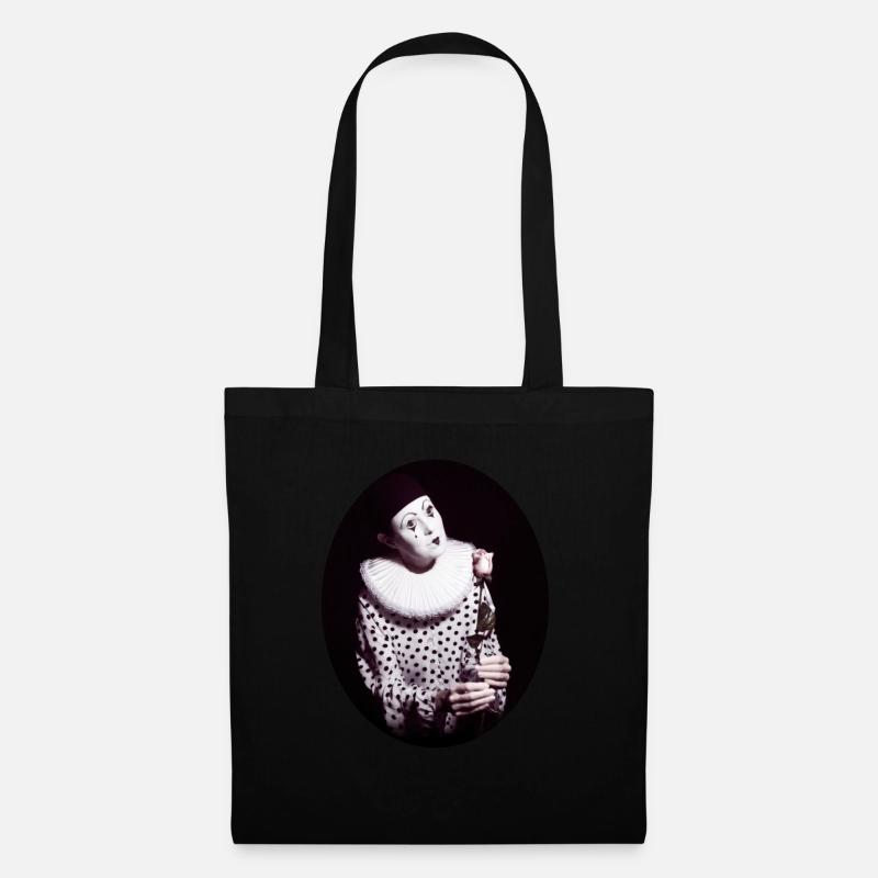 Pierrot avec Rose - Sac en tissu - noir