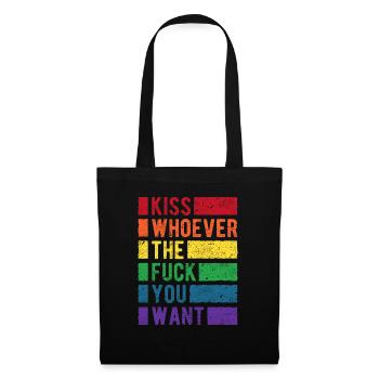 Kiss You Want LGBT Arc-en-ciel Pride - Sac en tissu - noir - Devant