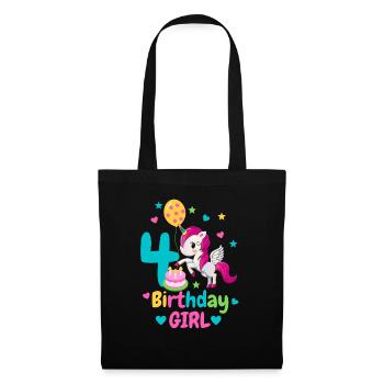 4th birthday unicorn. 4 years gift - Tote Bag - black - Front