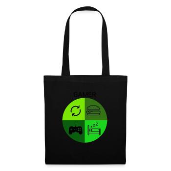 Gamer Design Eat Sleep Game Repeat - Stoffbeutel - Schwarz - Vorne
